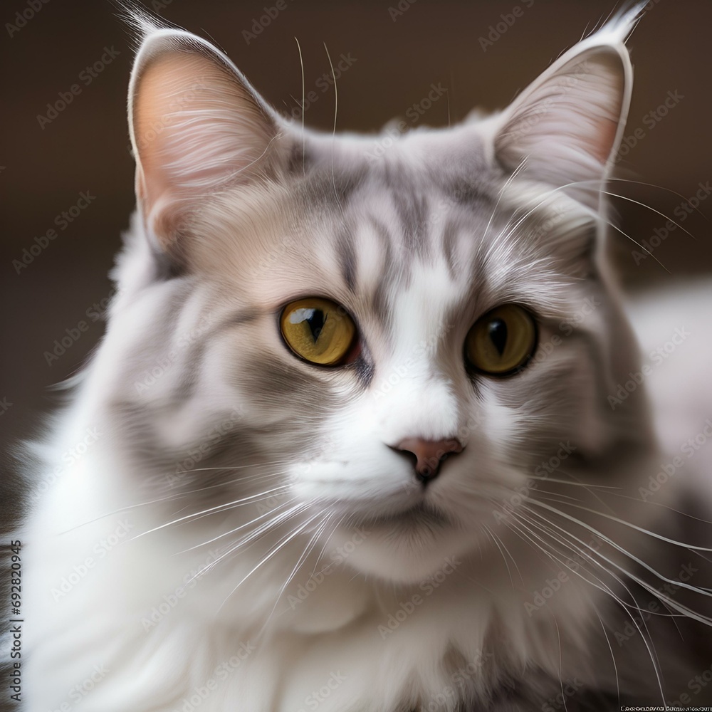 Fototapeta premium A playful portrait of a American Curl cat with its distinctively curled ears3