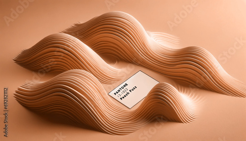 Pantone 2024 Peach Fuzz, color of the year header, Pantone Color Waves on Pastel Background