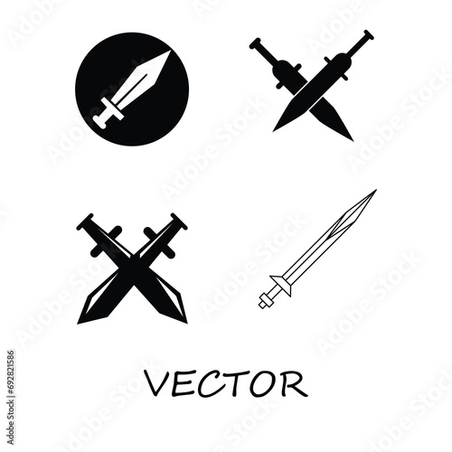 Vector Sword Icon Symbol Set, sword and rapier icons set design flat illustration on white background..eps