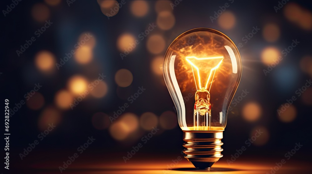 One of Lightbulb glowing among shutdown light bulb One of Lightbulb glowing among shutdown light bulb