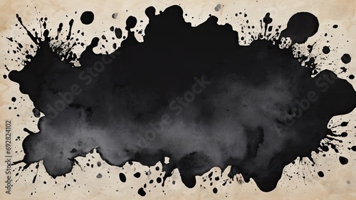 A chaotic, abstract background with black stain, watercolor style, modern poster