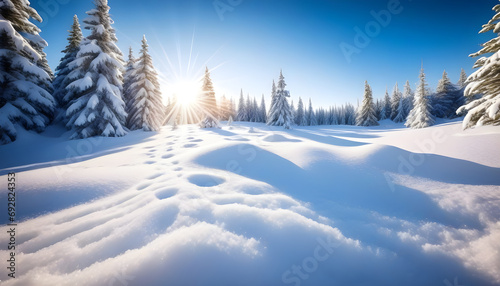 winter landscape with snow 