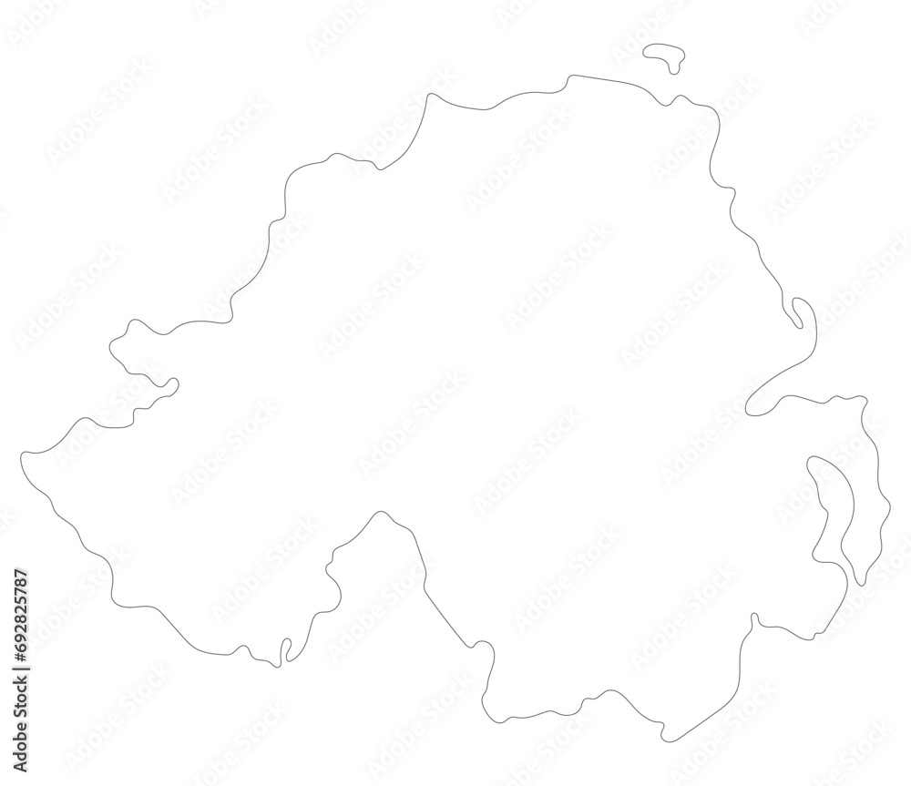 Northern Ireland map. Map of Northern Ireland in white color