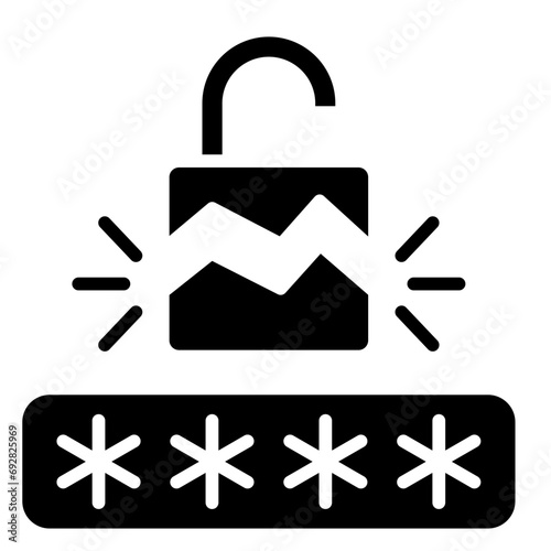 Password Cracking icon line vector illustration