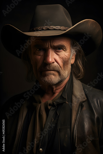 studio portrait of cowboy