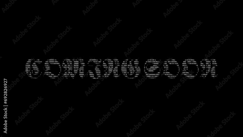 Coming soon ascii animation on black background. Ascii art code symbols ...