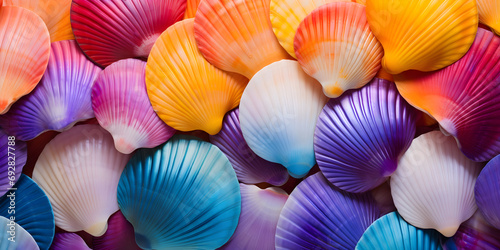 background of colourful rainbow seashells