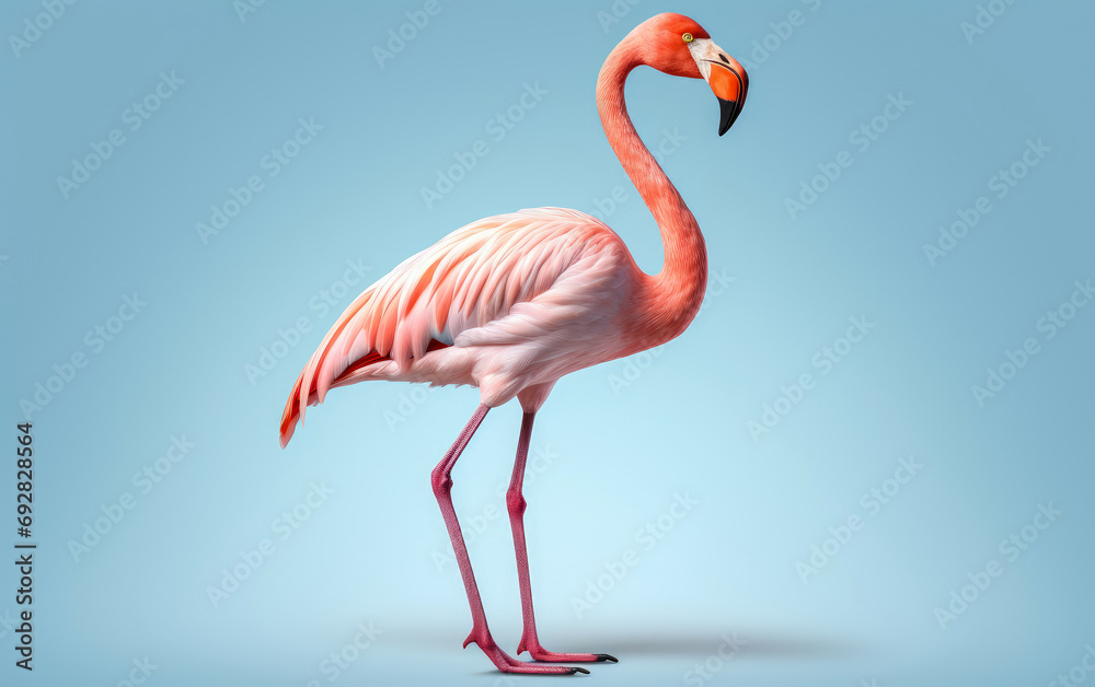 Fototapeta premium Pink Flamingo isolated on white background