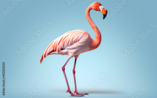 Pink Flamingo isolated on white background