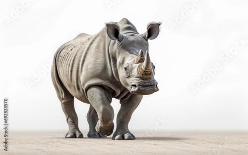 Gray Rhino isolated on white background
