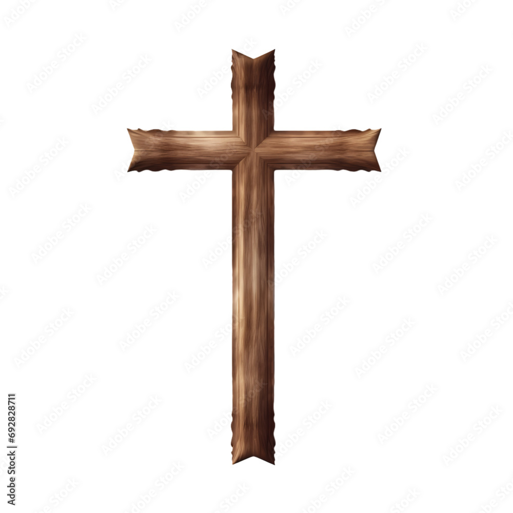 Wooden cross isolated on transparent background