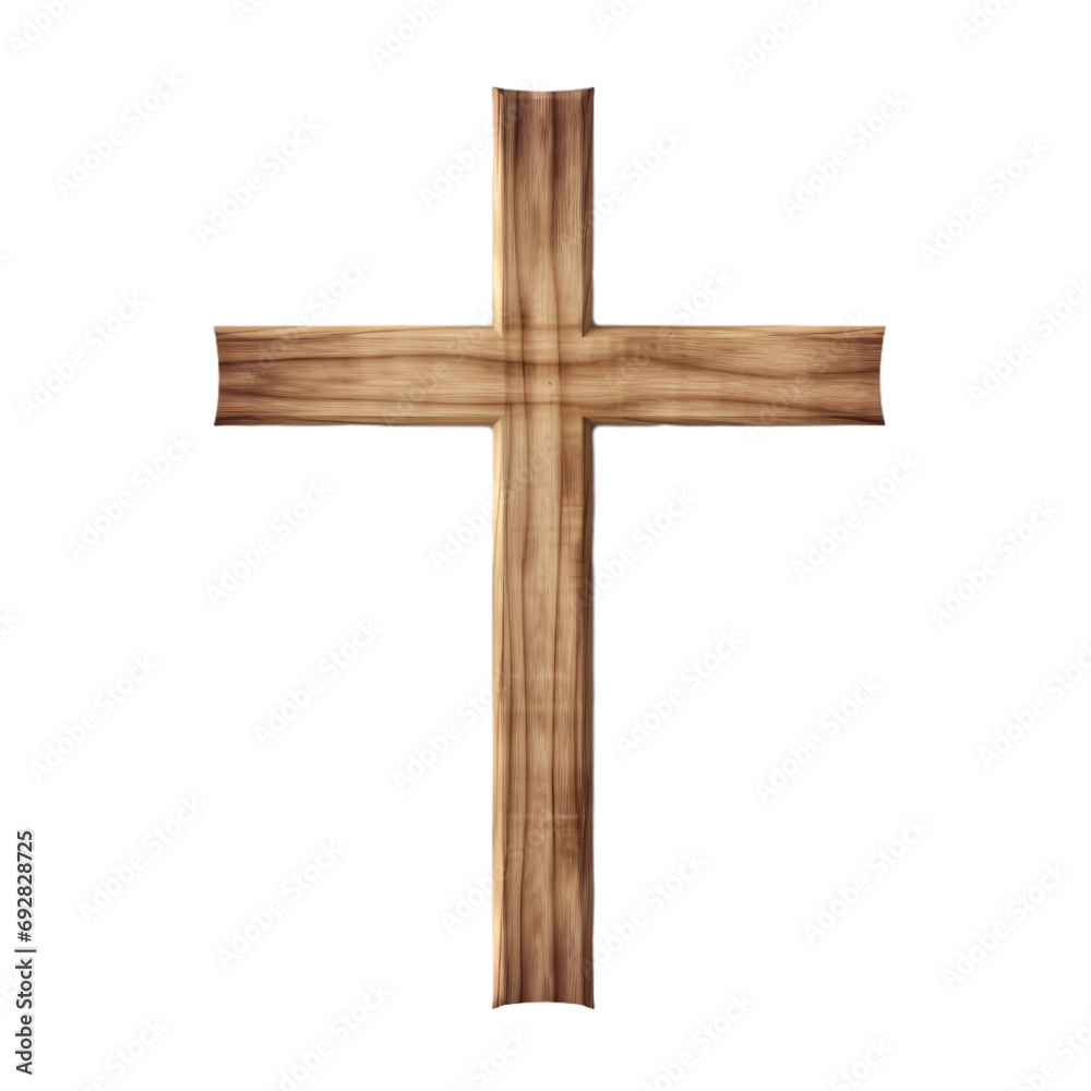 Wooden cross isolated on transparent background