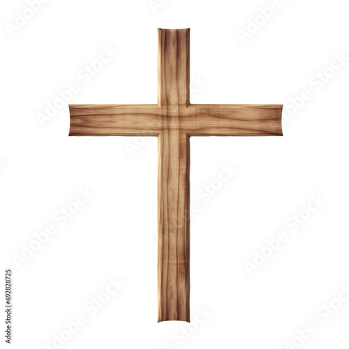 Wooden cross isolated on transparent background