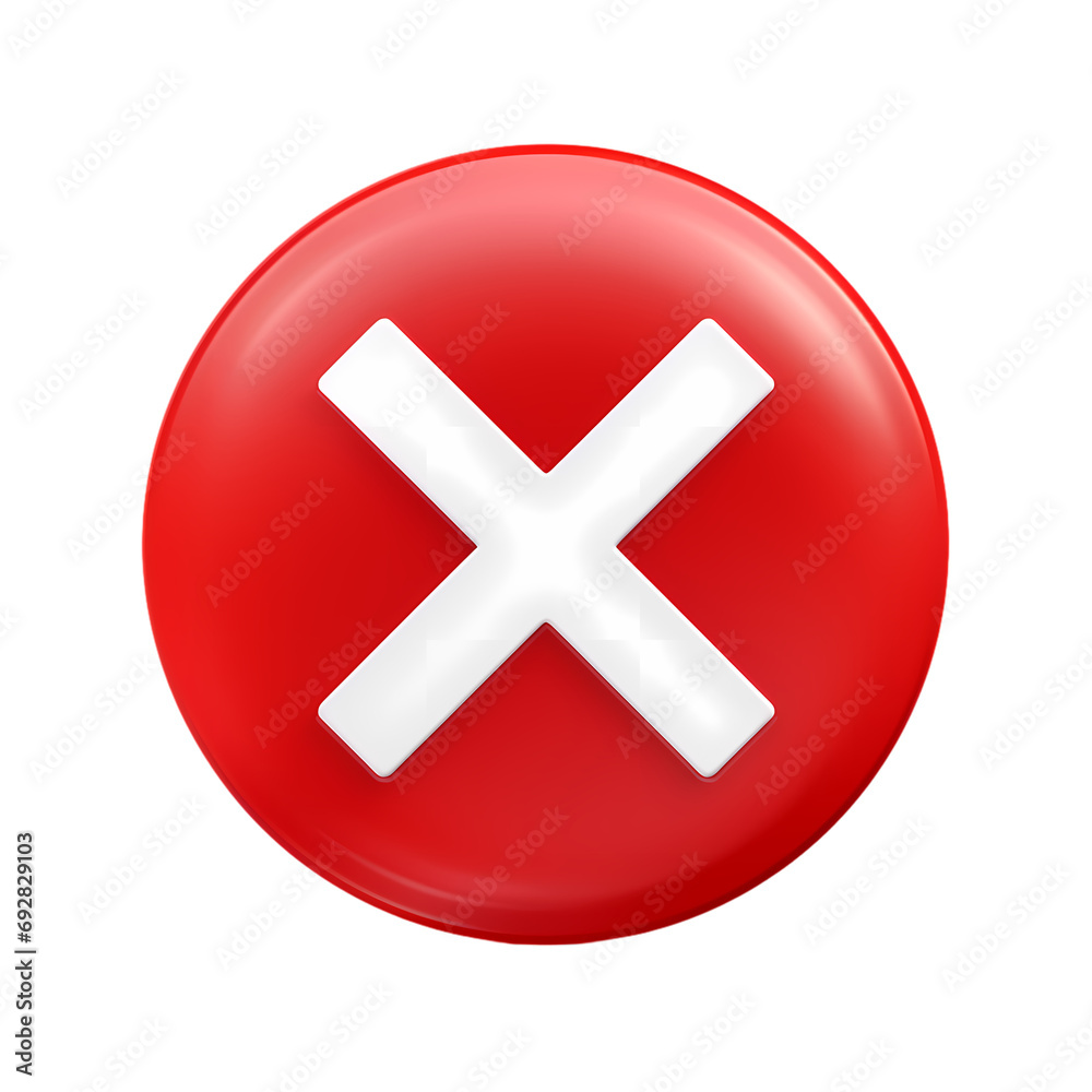 Red cross mark icon isolated on transparent background Red cross mark icon isolated on transparent background