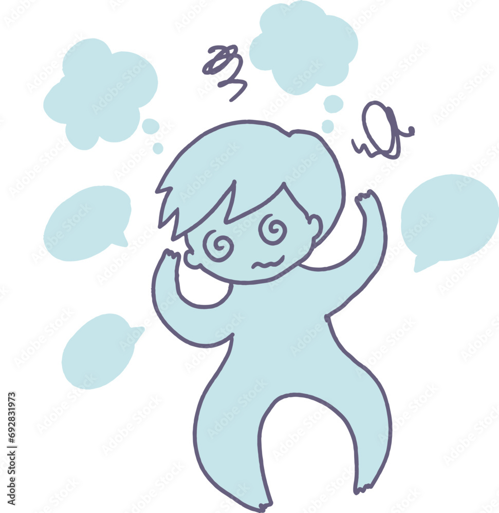 Head in a Spin Dizzy and Confused Kid Vector Art