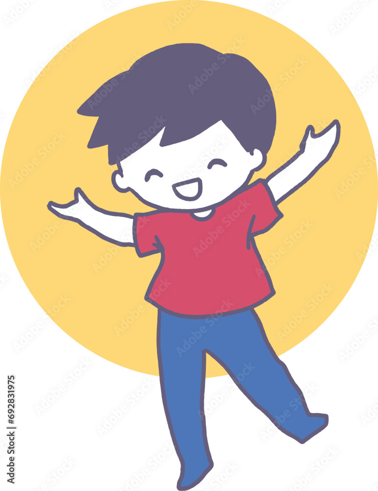 Carefree Happiness Smiling Boy Vector Art