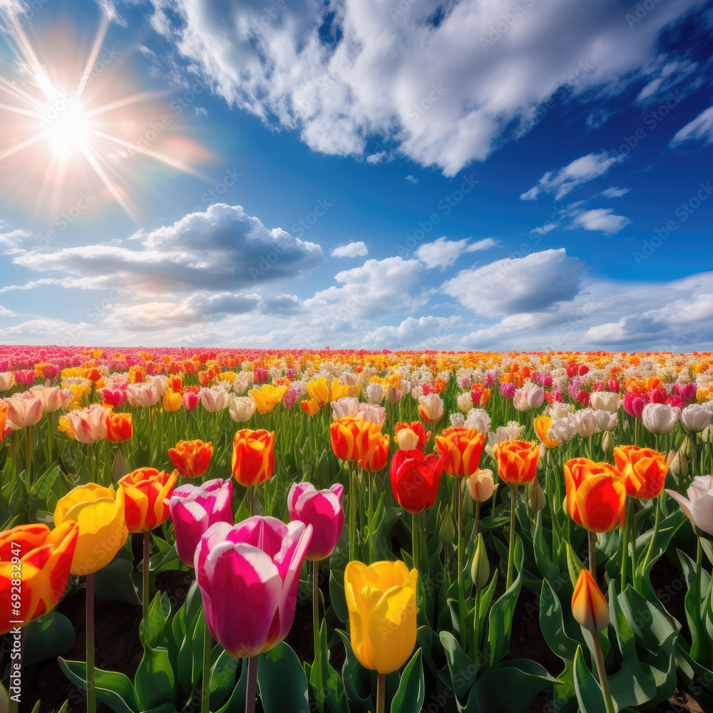 Spring's Vibrancy: Tulip Field Splendor