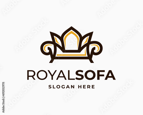 Royal sofa furniture elegant interior room couch comfortable living simple vector logo design