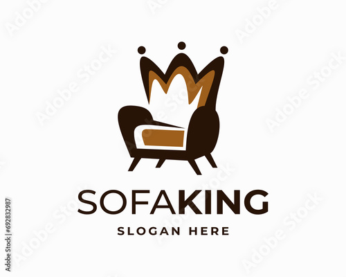 Sofa king furniture elegant interior room couch comfortable living simple vector logo design