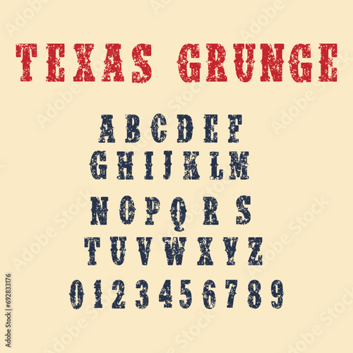 Texas Grunge Alphabet Design on Color Background
