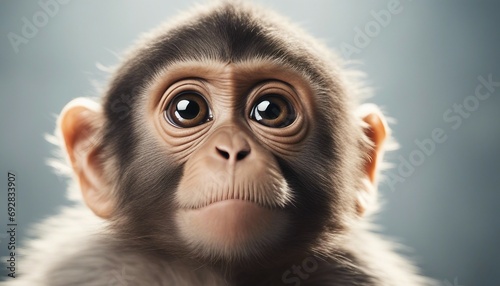 Portrait of a cute monkey on a gray background. Close-up. © Maule