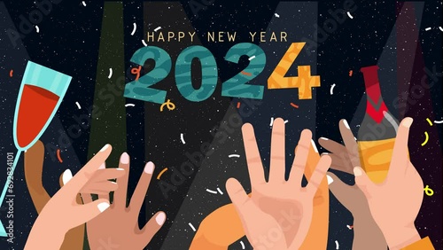 happy new year 2024 animation 4k photo