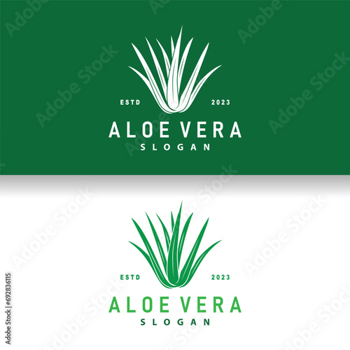 Aloe Vera Logo Design Simple Illustration Health Herbal Plant Grass