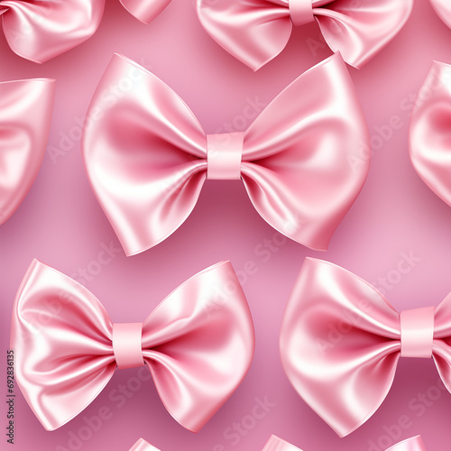 Pink Satin Bows on a Pink Background, Coquette Style