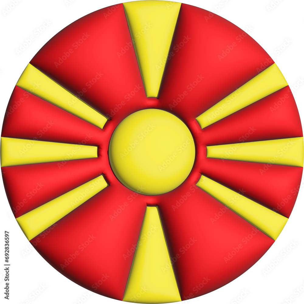 3D Flag of North Macedonia on circle