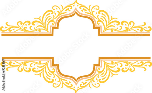 Arabic islamic border frame shape with copy space. Islamic vector shapes of a window or door arch. Ramadan Kareem border Greeting template. Islamic arabesque pattern. Header ornate vector illustration