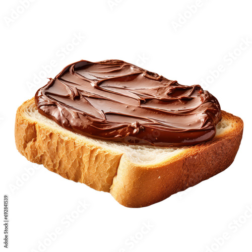 Chocolate cream spread on toast isolated on transparent background transparency 