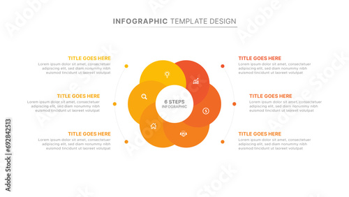 Circle Round Infographic Design Template with Six Options