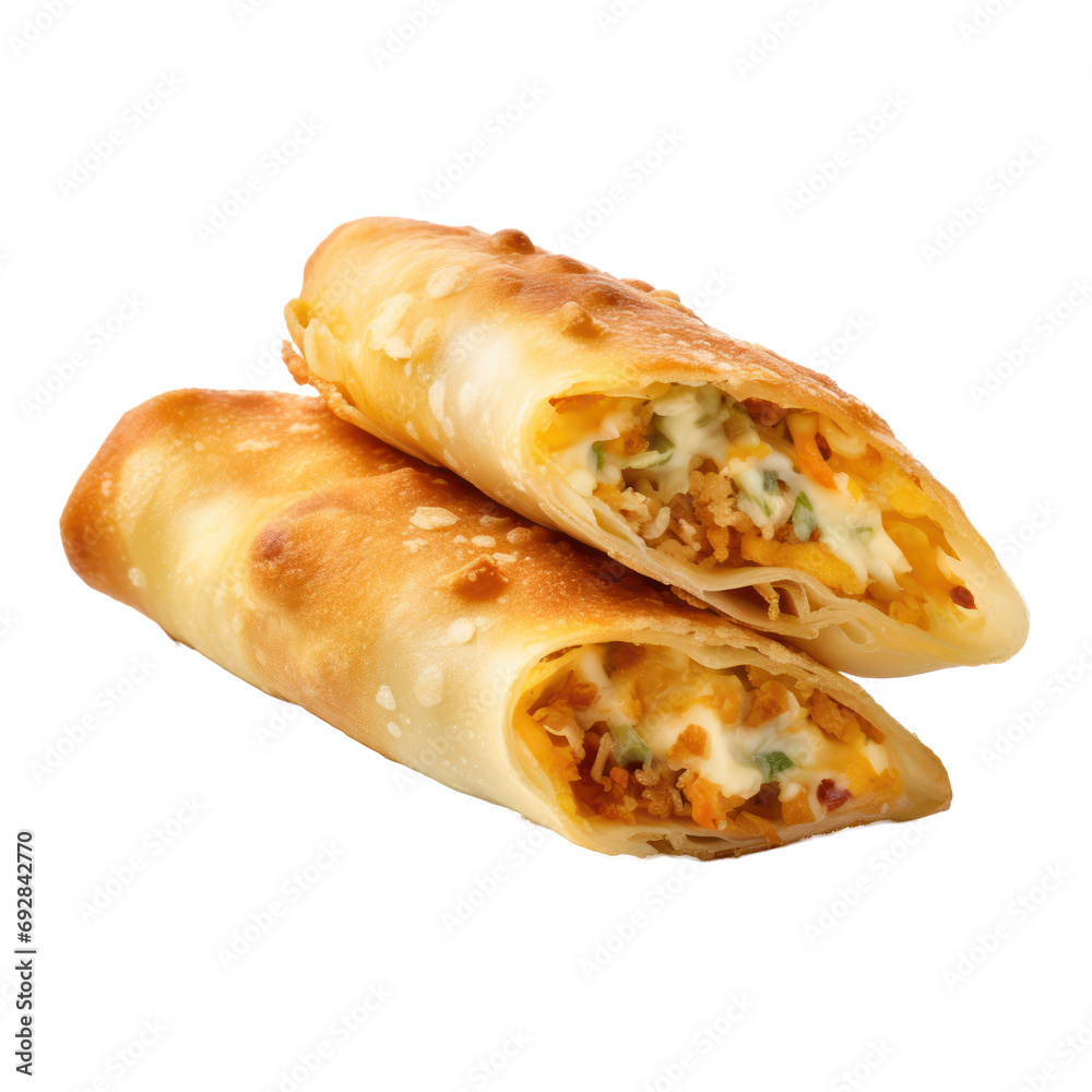 eggrolls with ham cheese filling isolated on transparent background,transparency 