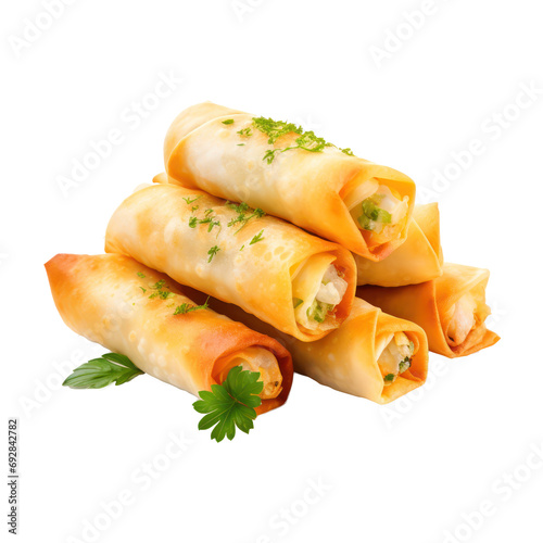 eggrolls with ham cheese filling isolated on transparent background,transparency 