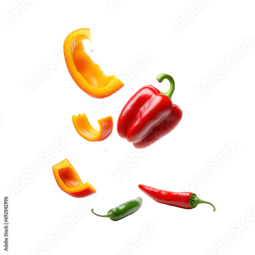 falling peppers isolated on transparent background,transparency 