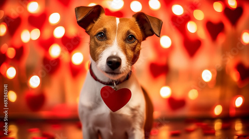 Photographie 9:16 or 16:9 Cute Jack Russell Terrier dogs come to spread love on Valentine's Day and other special days