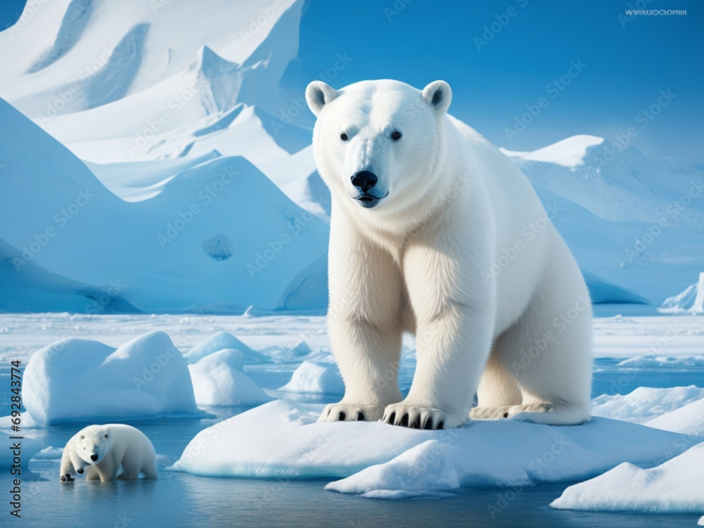 scene with polar bears on ice scene with polar bears on ice