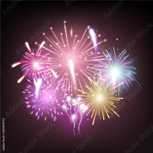 Celebration and holiday firework element  realistic vector illustration.