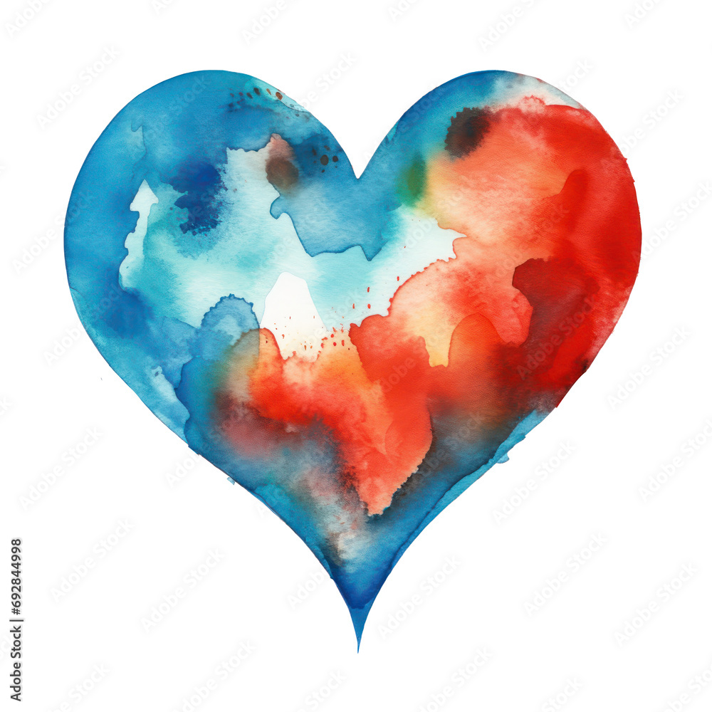heart watercolour,art illustration of heart isolated on transparent background,transparency 