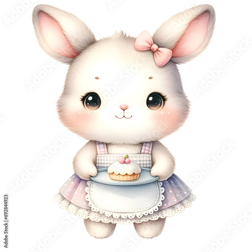 Cute rabbit loves baking and baking