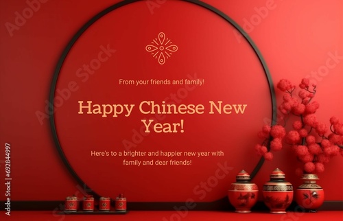 Happy chinese new year greeting card background and social media post