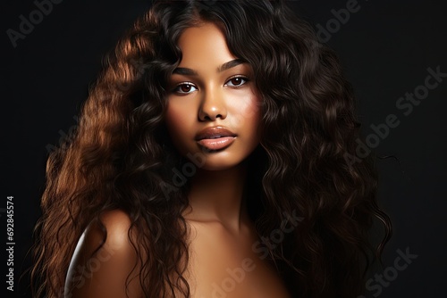 white isolated make natural hair wavy model fashion Beautiful portrait women African Young beauty spa woman american afro facial brunette mulatto complexion cosmetology bodycare cut-out dermatology
