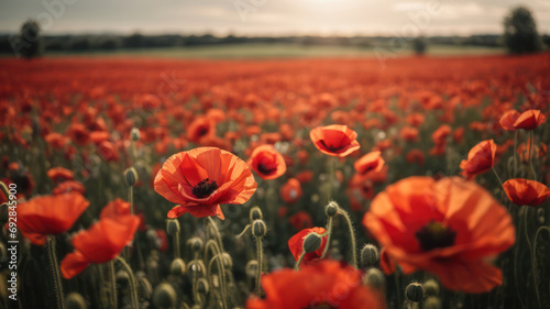 Beautiful Poppy field in bloom