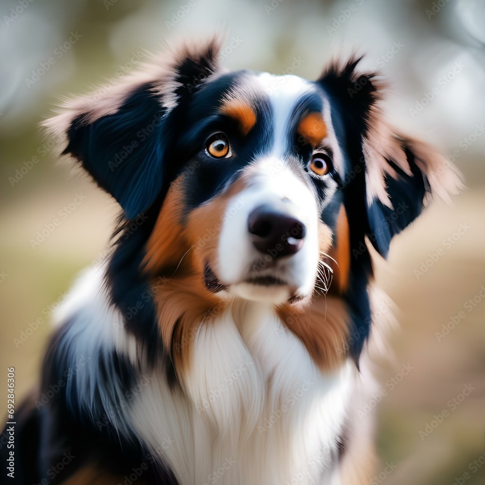 Fototapeta premium A portrait capturing the intelligence and curiosity of an Australian shepherd2