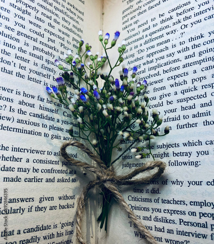 Reading and nature: Wildflowers on the Pages of a book