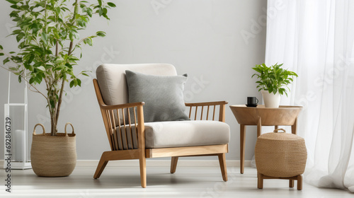 Indoor Living Room with Greenery and Cozy Furniture