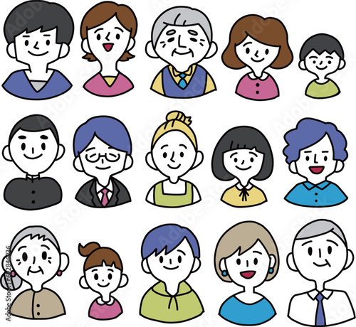 Person Icon Illustration of Various Ages