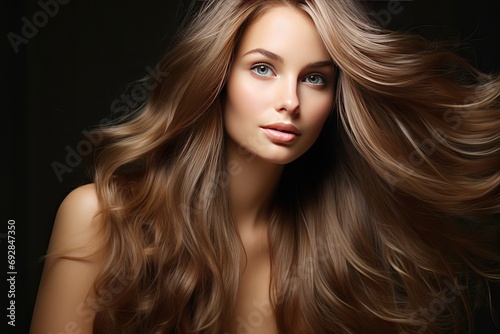hair long healthy Woman coiffure background beautiful beauty bright brown brunette care clean colouring cosmetic cut face fashion female girl glamour gloss haircut health luxury make-up model honed