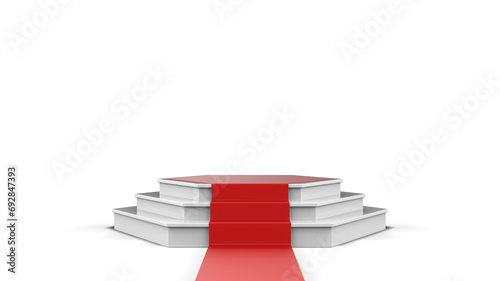 3D Podium with red carpet isolated on transparent background (ID: 692847393)