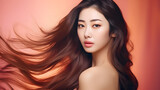 Beauty concept of a young asian woman. Hair care. Cosmetics. generative AI.